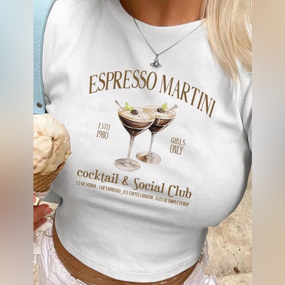 Tops - Casual T Shirt crop espresso martini white